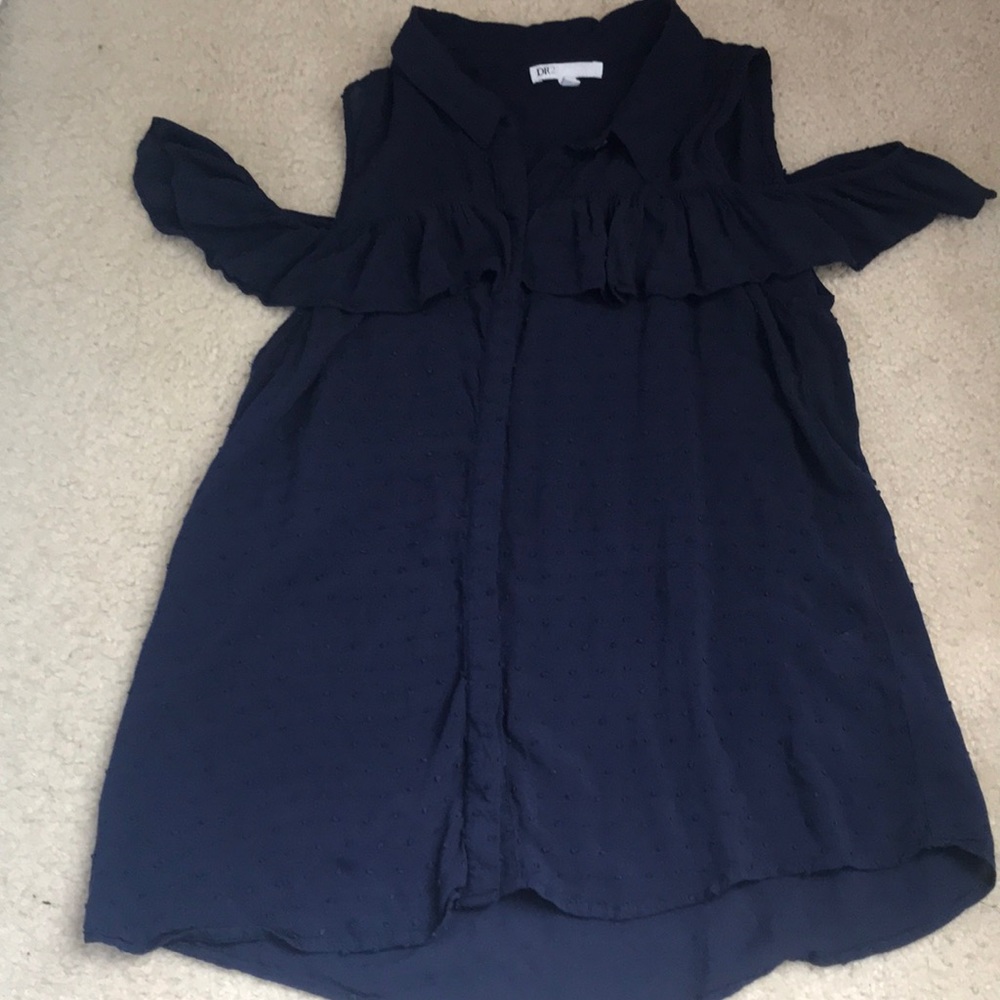 Blue shoulder less top size L